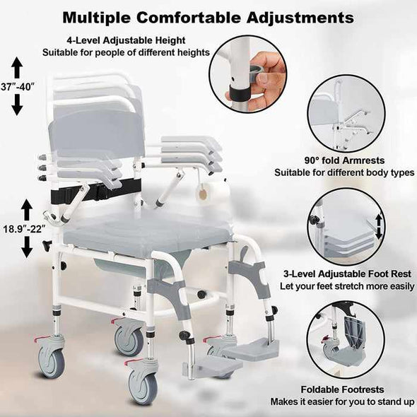 Elderly & Handicap Bathroom Shower Wheelchair - Aroflit