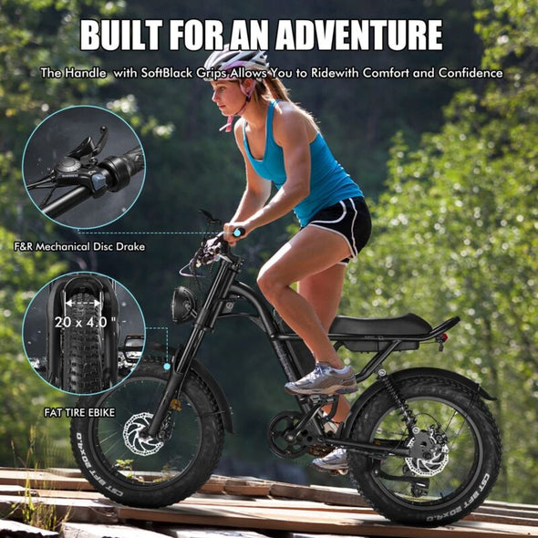 Electric Bike 1000W E - Bike 48V 15.6Ah Fat Tire 20" Mountain Bicycle - Aroflit