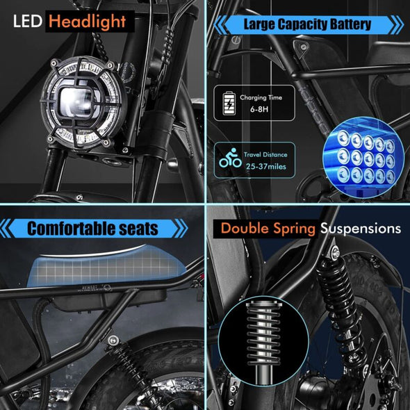 Electric Bike 1000W E - Bike 48V 15.6Ah Fat Tire 20" Mountain Bicycle - Aroflit