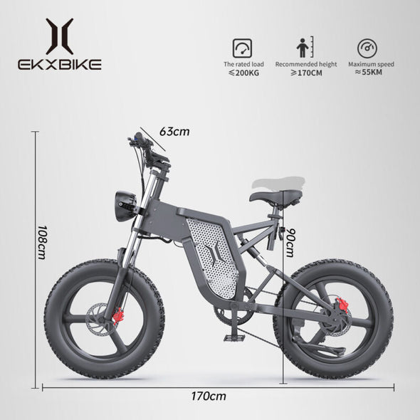 Electric Bike 20inch 2000W 35AH Mountain E - bike with Hydraulic Fork - Aroflit