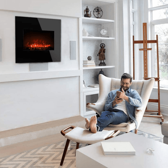 Electric LED Realistic Flame Fireplace Heater, Wall Freestanding - Aroflit