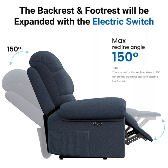 Electric Recliner Chair with USB Port & Quiet Motor – Comfortable - Aroflit
