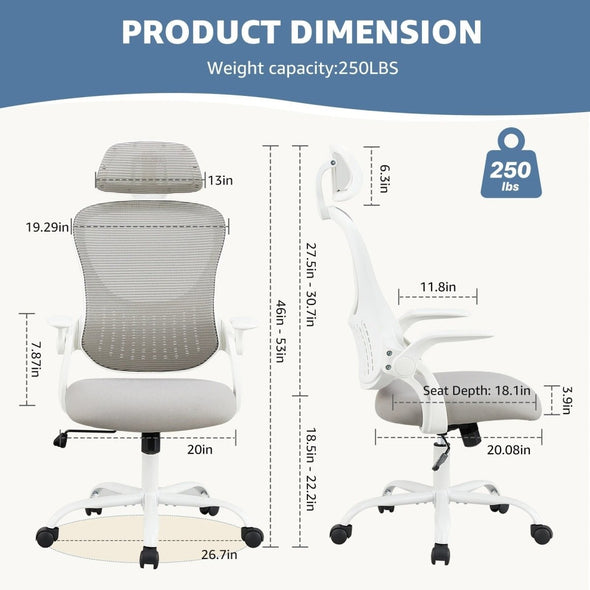 Ergonomic Office Chair with Lumbar Support, Adjustable & Breathable - Aroflit