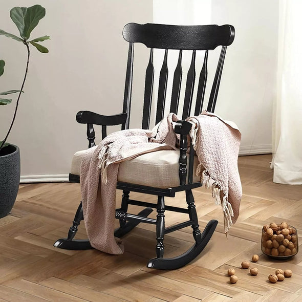 Ergonomic Wood Rocking Chair | Indoor/Outdoor, Acacia, 350 lbs - Aroflit