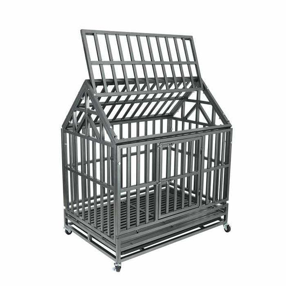 Extra - Large Heavy Duty Collapsible Metal Dog Crate Cage - Aroflit