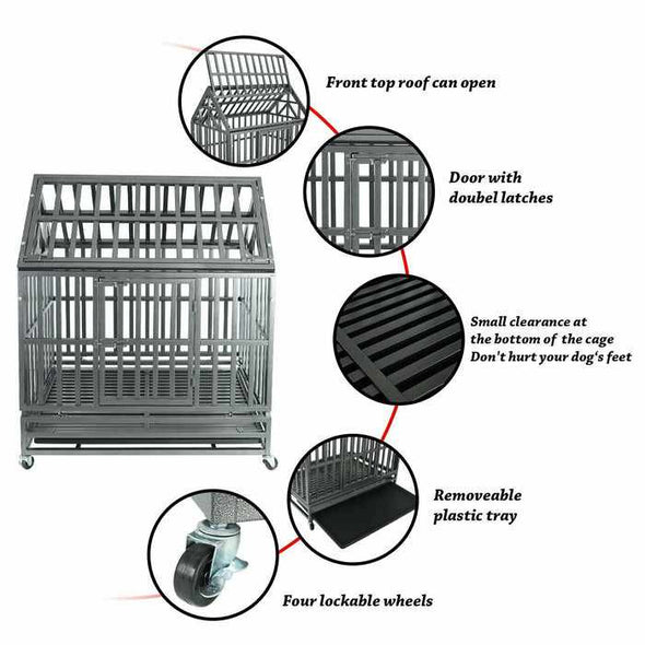 Extra - Large Heavy Duty Collapsible Metal Dog Crate Cage - Aroflit