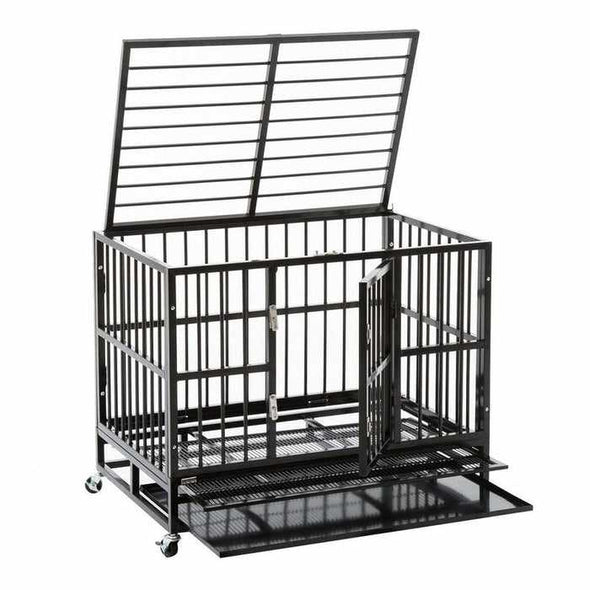 Extra - Large Heavy Duty Collapsible Metal Dog Crate Cage - Aroflit