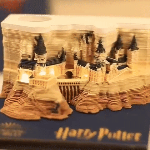 3D Wizard Castle Memopad & Calendar 2024 With Light