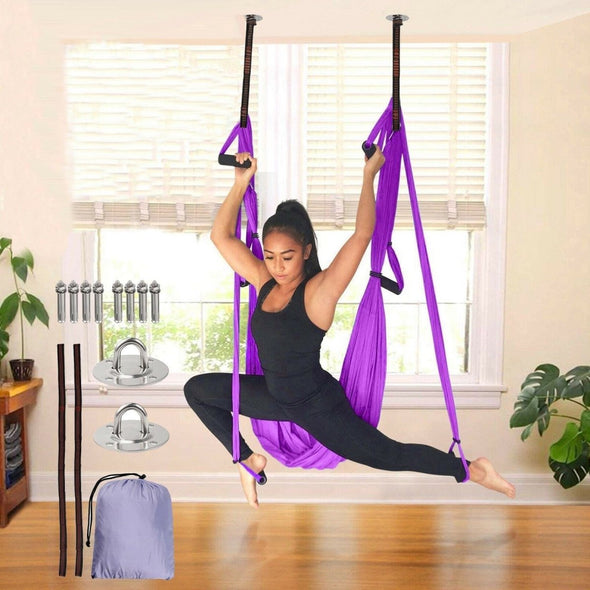 Flexible Aerial Silk Yoga Hammock Swing, Durable, Adjustable, Portable - Aroflit