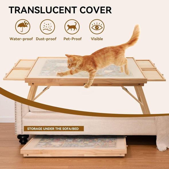 Foldable Puzzle Table with Drawers & Cover, Fits 1500 - Piece Puzzles - Aroflit