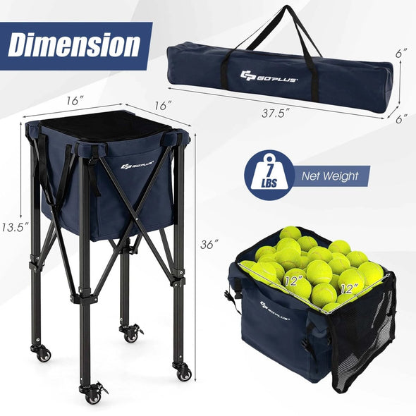 Foldable Tennis Ball Hopper Basket, Lightweight & Portable Storage - Aroflit