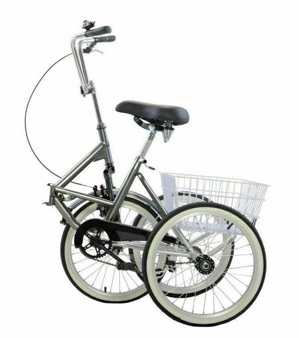 Folding Adult Three - Wheel Tricycle Bike with 20" Basket, Comfortable - Aroflit