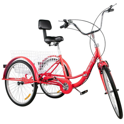Folding Adult Three - Wheel Tricycle Bike with Basket and 26" Wheels - Aroflit