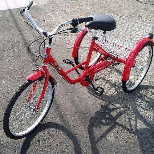 Folding Adult Three - Wheel Tricycle Bike with Basket and 26" Wheels - Aroflit