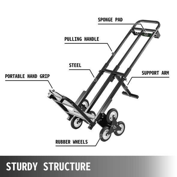 Folding Hand Truck Dolly 460lbs Capacity for Stairs and Heavy Loads - Aroflit