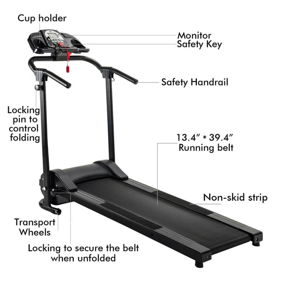 Folding Treadmill Electric Motorized Power Running Jogging Fitness Machine - Aroflit
