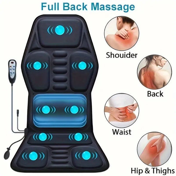 Full Back Massager with Heat, 9 Vibration Motors & Adjustable Support - Aroflit
