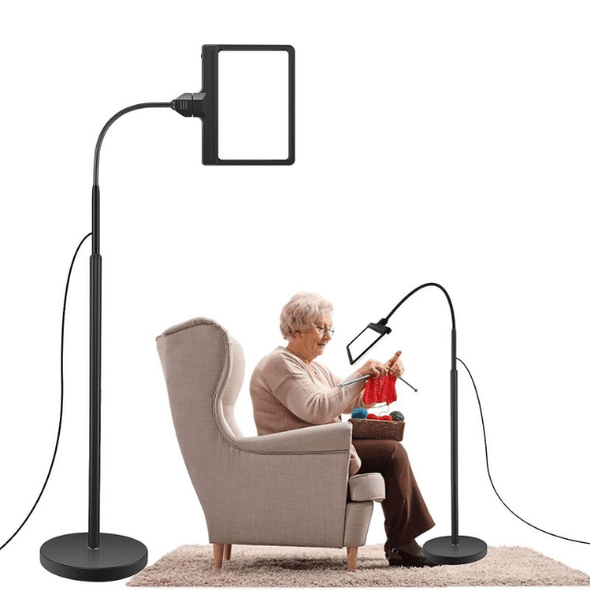 Full - Page 5X Magnifying Glass Floor Lamp with Adjustable LED Lighting - Aroflit