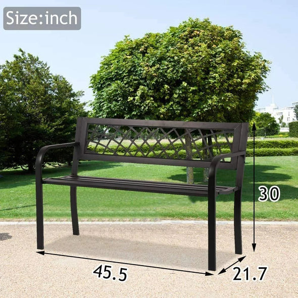 Garden Bench with Armrest for Park, Yard, Deck & Entryway - Aroflit