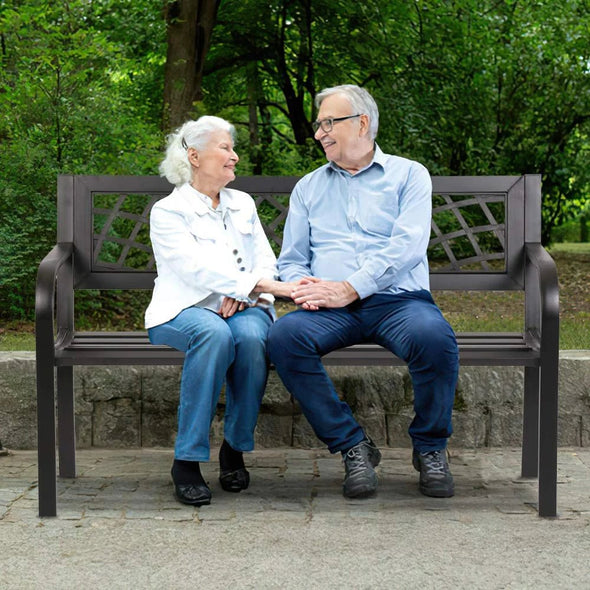 Garden Bench with Armrest for Park, Yard, Deck & Entryway - Aroflit