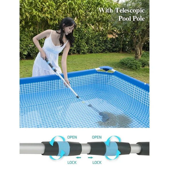 Handheld Pool Vacuum Cleaner – Cordless, 69 - Inch Telescopic Pole - Aroflit