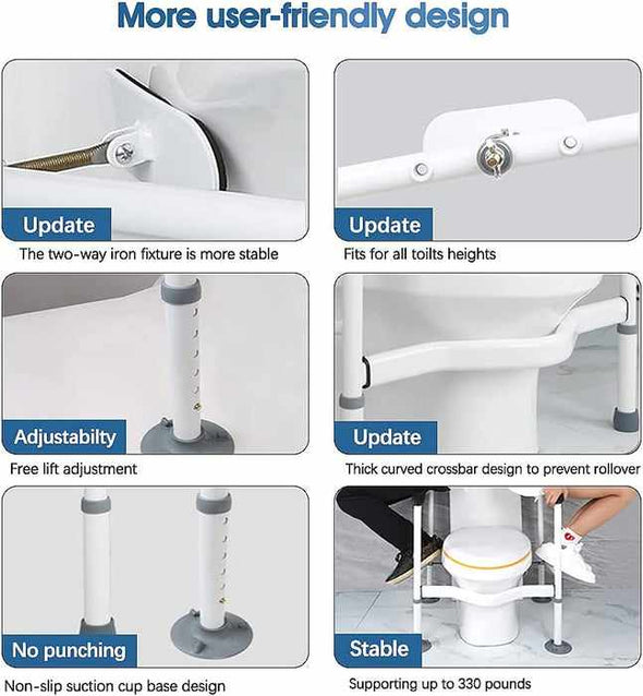 Handicap Toilet Safety Grab Bar Assist Frame Rails - Aroflit