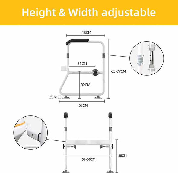 Handicap Toilet Safety Grab Bar Assist Frame Rails - Aroflit