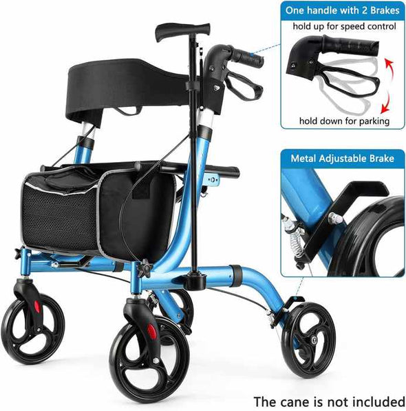 Heavy Duty 4 Wheel Lightweight Rollator Walker With Seat - Aroflit
