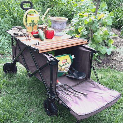 Heavy Duty Collapsible Outdoor Garden Wagon for Yard & Planting Tasks - Aroflit