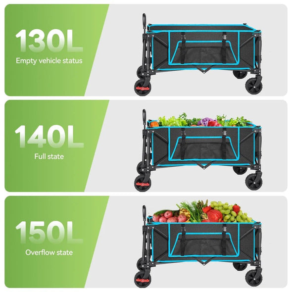Heavy Duty Foldable Wagon Cart, Portable, Durable, Compact Design - Aroflit