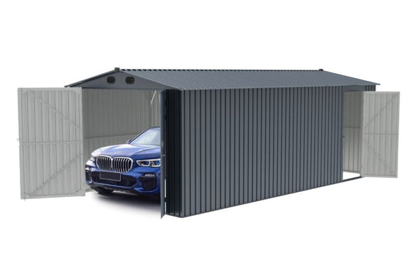 Heavy Duty Galvani Steel Outdoor Garage Storage Shed 20'x10' ft with Doors - Aroflit