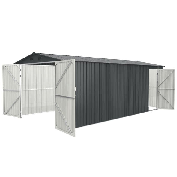 Heavy Duty Galvani Steel Outdoor Garage Storage Shed 20'x10' ft with Doors - Aroflit