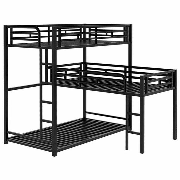 Heavy Duty L Shaped Triple Tier Bunk Bed - Aroflit