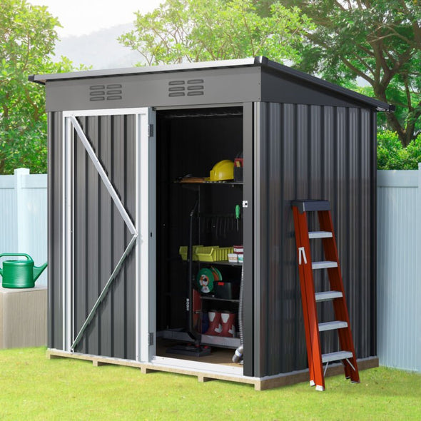 Heavy Duty Outdoor Storage Shed with Lockable Door, Weatherproof - Aroflit