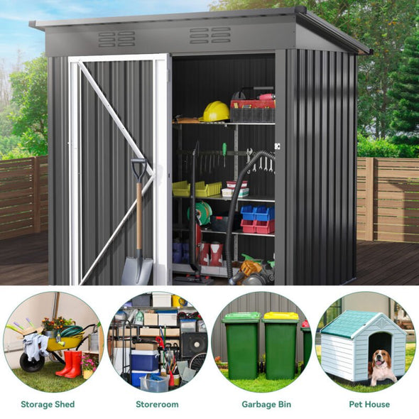 Heavy Duty Outdoor Storage Shed with Lockable Door, Weatherproof - Aroflit