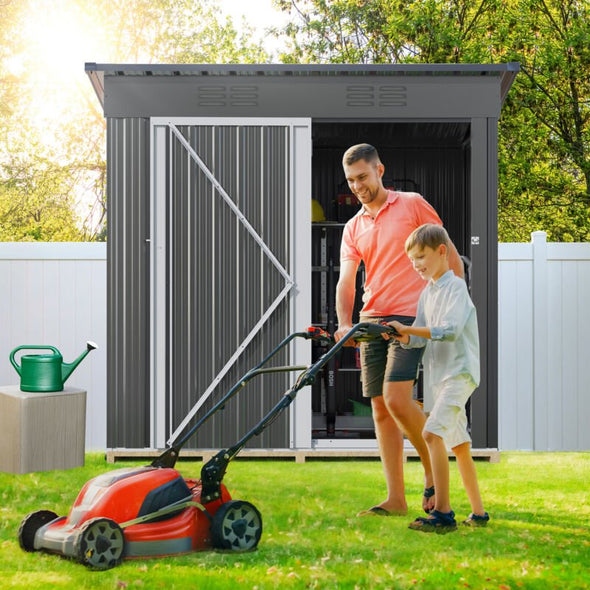 Heavy Duty Outdoor Storage Shed with Lockable Door, Weatherproof - Aroflit
