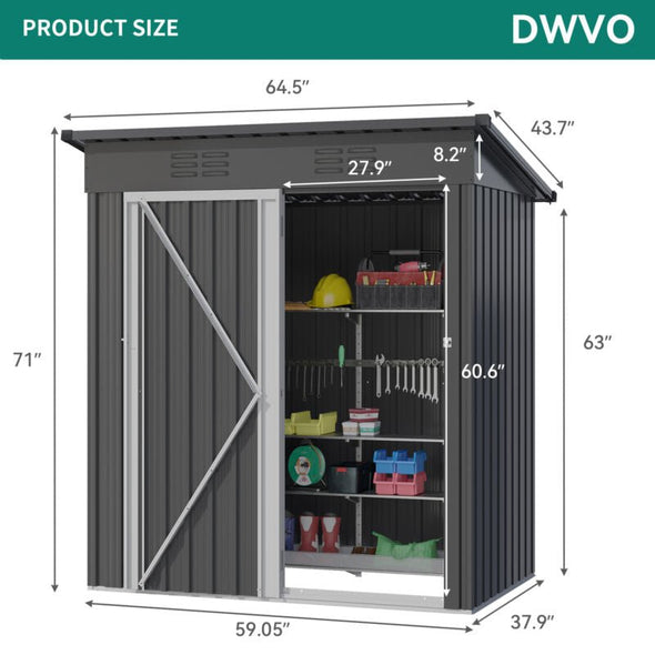 Heavy Duty Outdoor Storage Shed with Lockable Door, Weatherproof - Aroflit