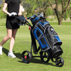 Heavy Duty Push Pull Rolling Golf Bag Walking Caddy Cart with Wheels - Aroflit