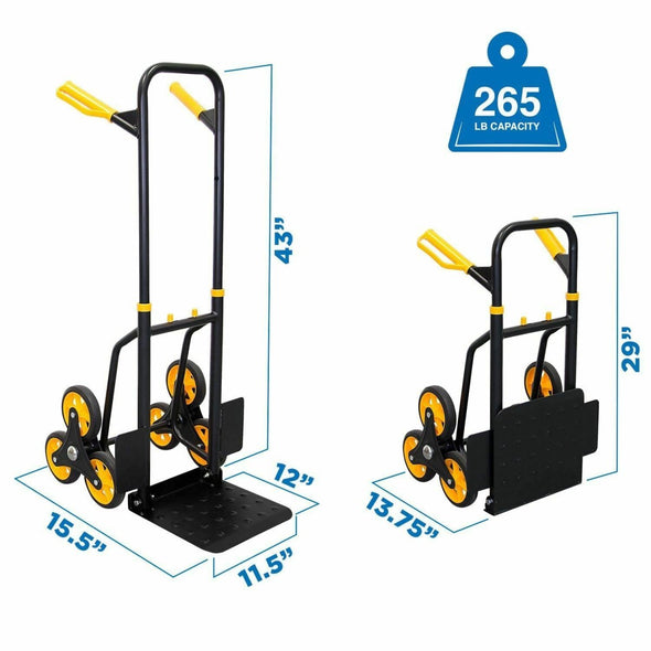 Heavy Duty Stair Climbing Convertible Hand Truck Dolly 330lbs Capacity - Aroflit