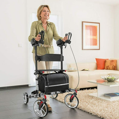 Heavy - Duty Upright Rollator Walker for Seniors with Seat & Storage - Aroflit