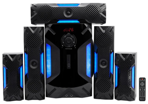 Home Theater System with Bluetooth/USB and 8" Subwoofer - 5.1 Sound - Aroflit