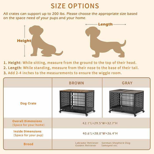 Indestructible Heavy Duty Dog Escape Proof Kennel Crate - Aroflit
