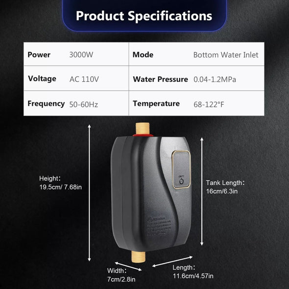 Instant Tankless Water Heater, On - Demand Hot Water, Energy - Efficient - Aroflit