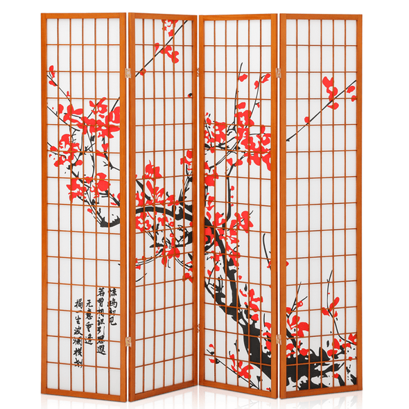 Japanese Wooden Folding Room Divider Privacy Screen - Aroflit