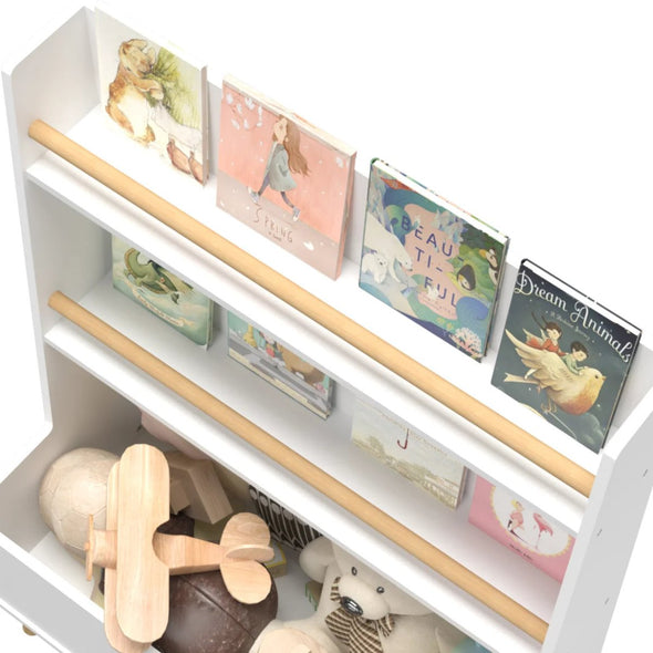 Kids Bookshelf & Toy Storage, 2 - Tier Shelving with Open Toy Bin - Aroflit