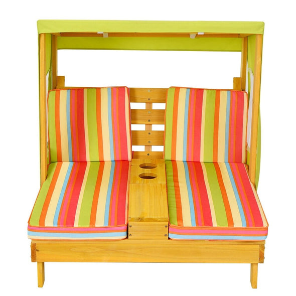 Kids Double Chaise Lounger, Outdoor Cushioned Chair for Pool & Beach - Aroflit