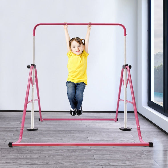 Kids Sturdy Adjustable Gymnastics Horizontal Kip Bar Indoor/Outdoor - Aroflit