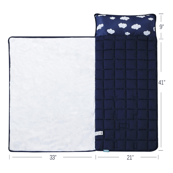 Kids Travel Friendly Preschool Daycare Nap Mat with Pillow, Portable - Aroflit