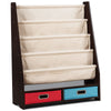 Kids Wooden Multi - Tier Bookshelf Toy Organizer with Pull - Out Drawers - Aroflit