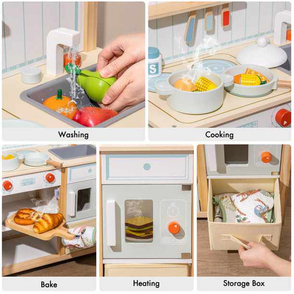 Kid's Wooden Play Kitchen Set - Aroflit